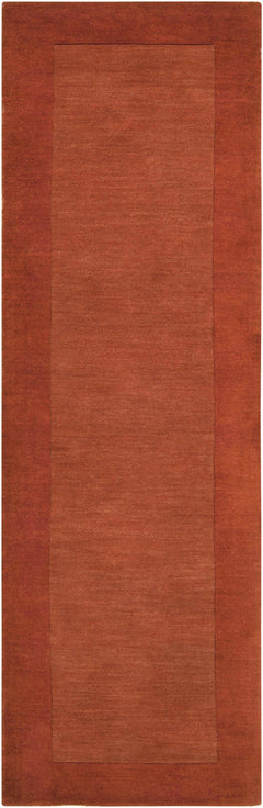 Bordered Solid Brick Red Wool Rug - Ornate Home