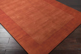 Bordered Solid Brick Red Wool Rug - Ornate Home