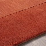 Bordered Solid Brick Red Wool Rug - Ornate Home