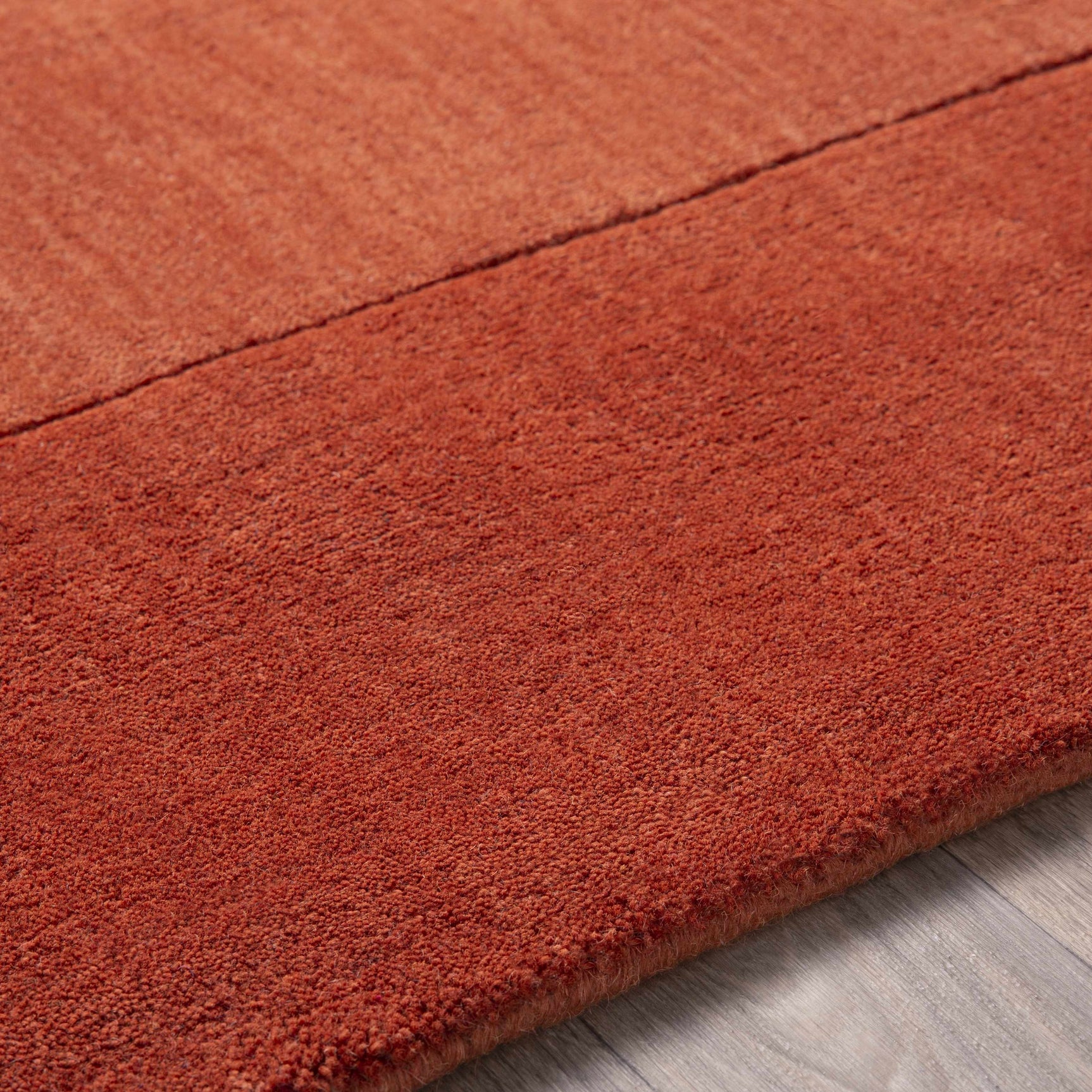 Bordered Solid Brick Red Wool Rug - Ornate Home