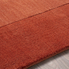 Bordered Solid Brick Red Wool Rug - Ornate Home