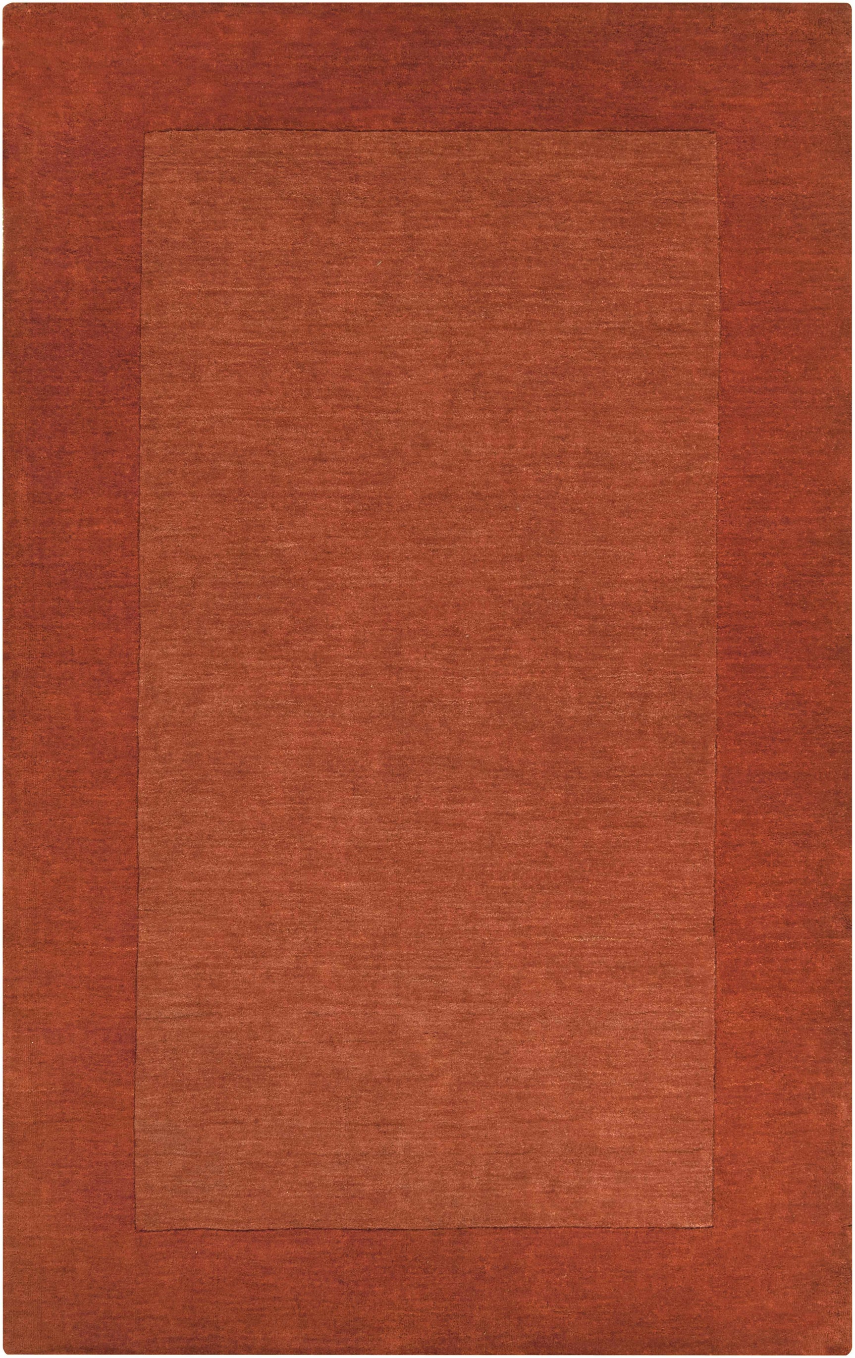 Bordered Solid Brick Red Wool Rug - Ornate Home