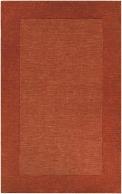 Bordered Solid Brick Red Wool Rug - Ornate Home