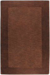 Bordered Solid Brown Wool Rug - Ornate Home