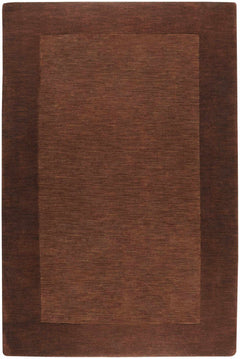 Bordered Solid Brown Wool Rug - Ornate Home