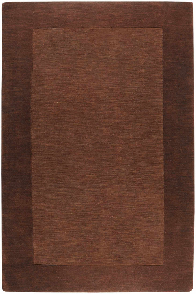 Bordered Solid Brown Wool Rug - Ornate Home