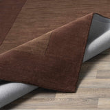 Bordered Solid Brown Wool Rug - Ornate Home