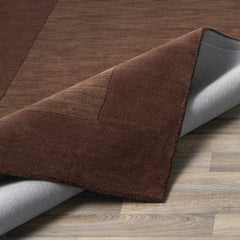 Bordered Solid Brown Wool Rug - Ornate Home