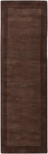 Bordered Solid Brown Wool Rug - Ornate Home