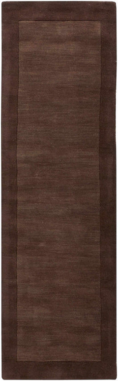 Bordered Solid Brown Wool Rug - Ornate Home