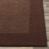 Bordered Solid Brown Wool Rug - Ornate Home