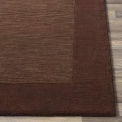 Bordered Solid Brown Wool Rug - Ornate Home