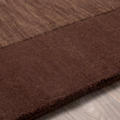 Bordered Solid Brown Wool Rug - Ornate Home