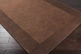 Bordered Solid Brown Wool Rug - Ornate Home