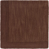 Bordered Solid Brown Wool Rug - Ornate Home