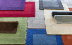Bordered Solid Brown Wool Rug - Ornate Home