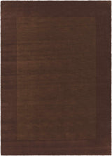 Bordered Solid Brown Wool Rug - Ornate Home