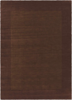 Bordered Solid Brown Wool Rug - Ornate Home