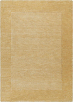 Bordered Solid Camel Yellow Wool Rug - Ornate Home