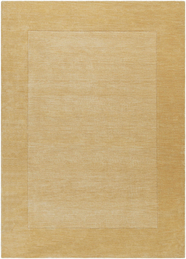 Bordered Solid Camel Yellow Wool Rug - Ornate Home