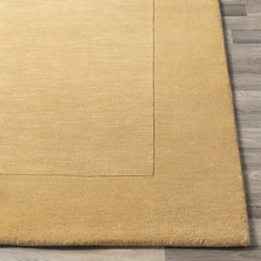Bordered Solid Camel Yellow Wool Rug - Ornate Home