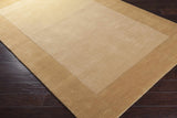 Bordered Solid Camel Yellow Wool Rug - Ornate Home
