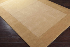 Bordered Solid Camel Yellow Wool Rug - Ornate Home
