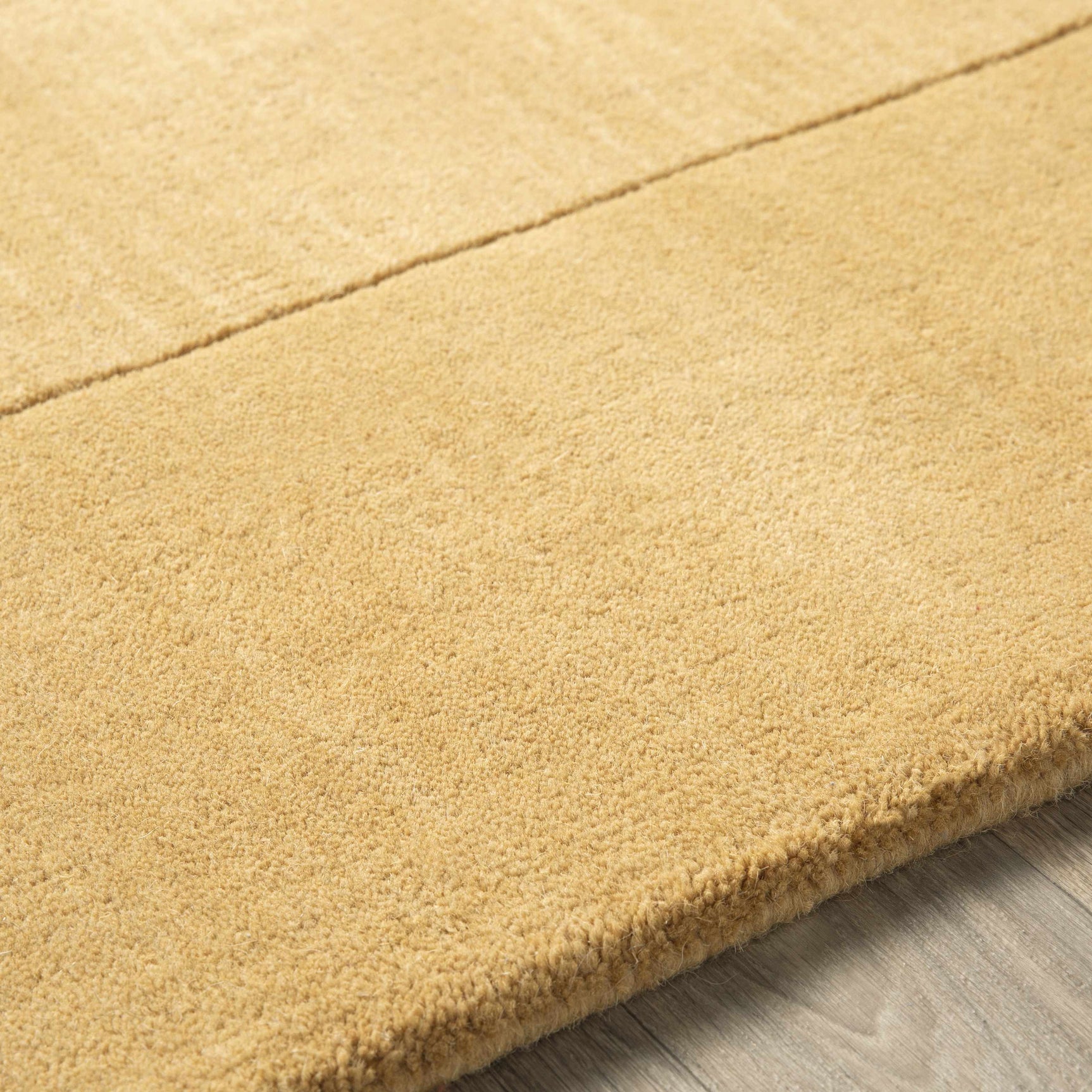 Bordered Solid Camel Yellow Wool Rug - Ornate Home