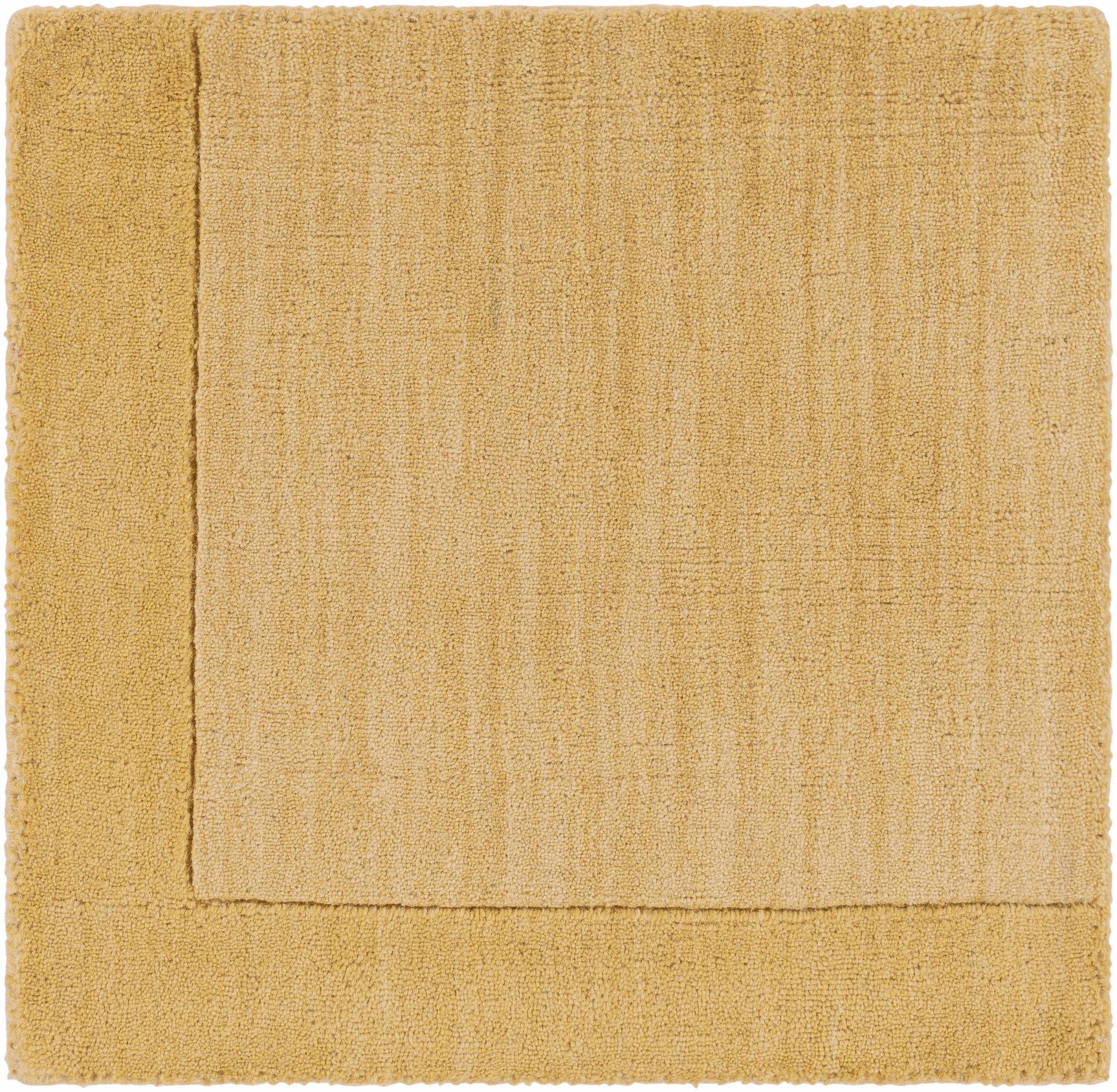 Bordered Solid Camel Yellow Wool Rug - Ornate Home
