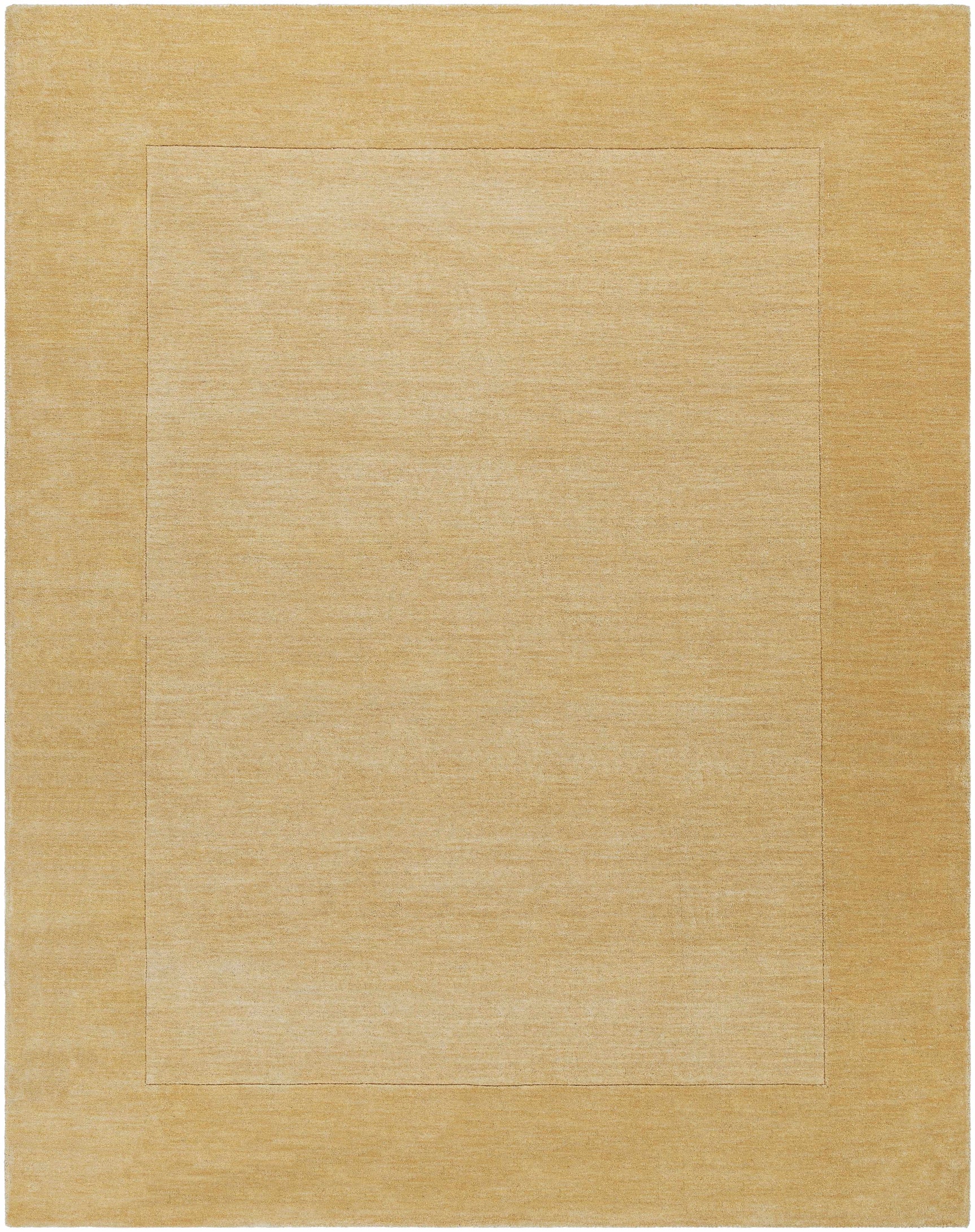 Bordered Solid Camel Yellow Wool Rug - Ornate Home