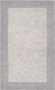 Bordered Solid Gray Wool Rug - Ornate Home