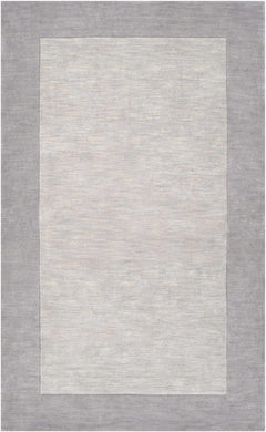 Bordered Solid Gray Wool Rug - Ornate Home