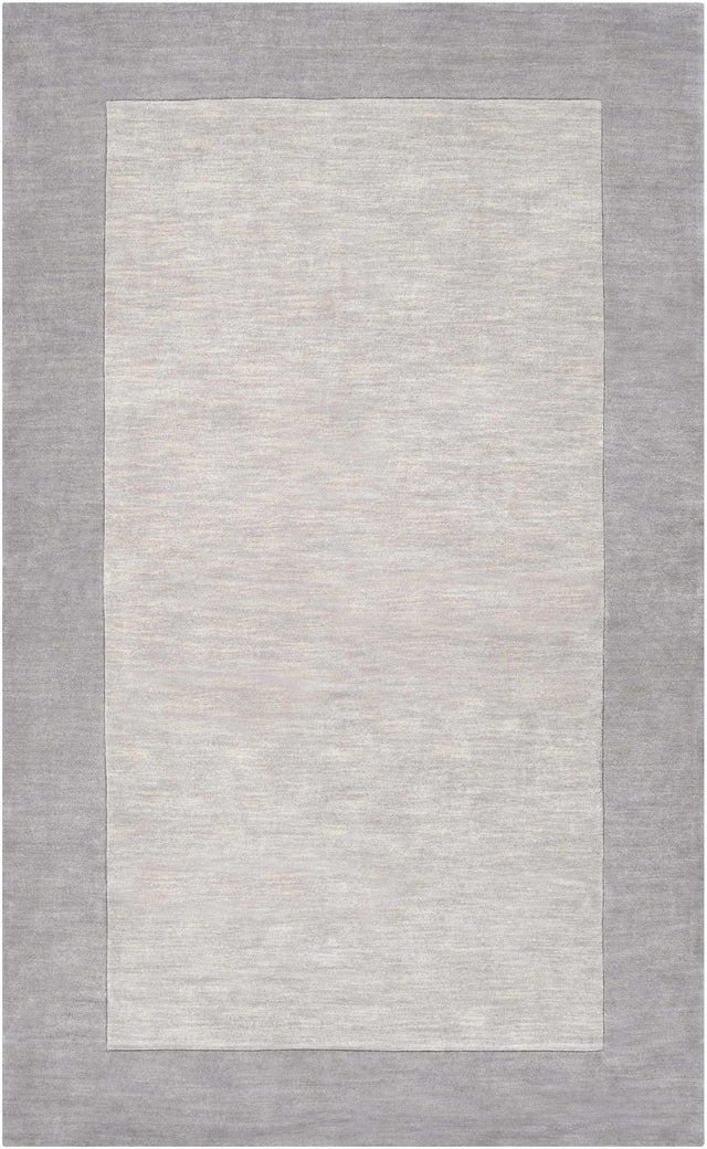 Bordered Solid Gray Wool Rug - Ornate Home
