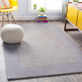 Bordered Solid Gray Wool Rug - Ornate Home