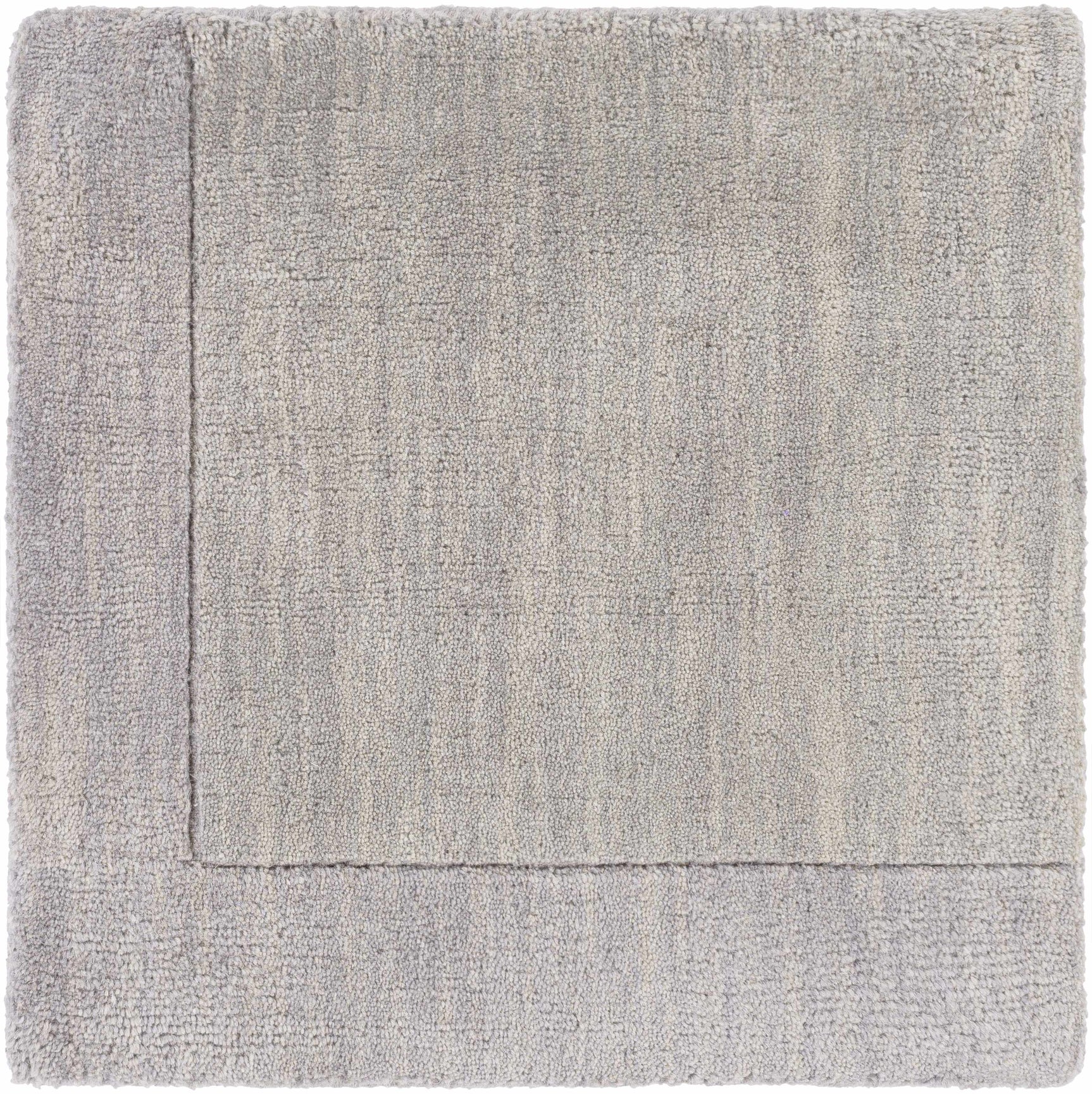 Bordered Solid Gray Wool Rug - Ornate Home