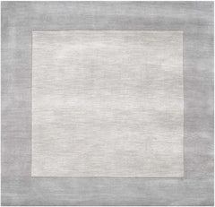 Bordered Solid Gray Wool Rug - Ornate Home