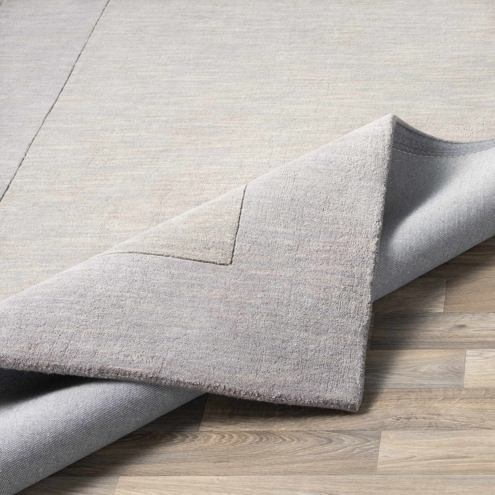 Bordered Solid Gray Wool Rug - Ornate Home