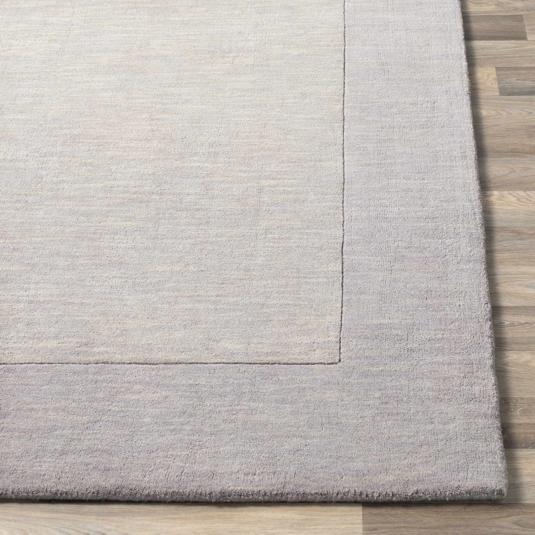 Bordered Solid Gray Wool Rug - Ornate Home