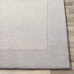 Bordered Solid Gray Wool Rug - Ornate Home