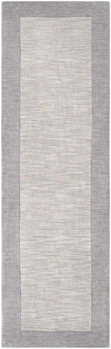 Bordered Solid Gray Wool Rug - Ornate Home