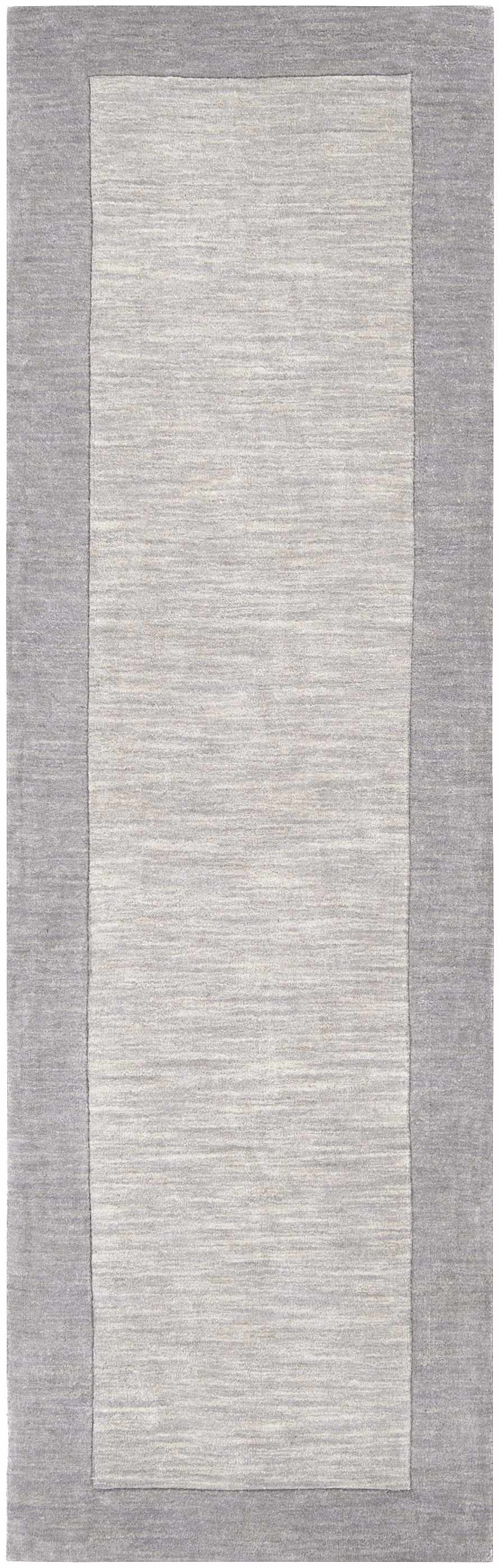 Bordered Solid Gray Wool Rug - Ornate Home