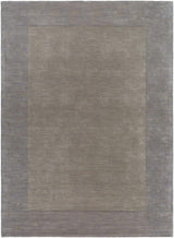 Bordered Solid Gray Wool Rug - Ornate Home