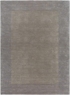 Bordered Solid Gray Wool Rug - Ornate Home