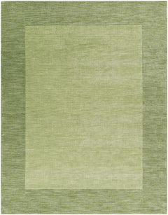 Bordered Solid Green Wool Rug - Ornate Home