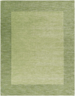 Bordered Solid Green Wool Rug - Ornate Home