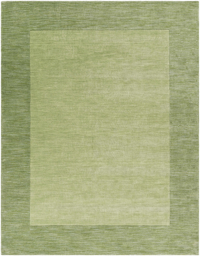 Bordered Solid Green Wool Rug - Ornate Home