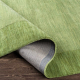 Bordered Solid Green Wool Rug - Ornate Home