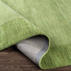 Bordered Solid Green Wool Rug - Ornate Home