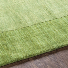 Bordered Solid Green Wool Rug - Ornate Home