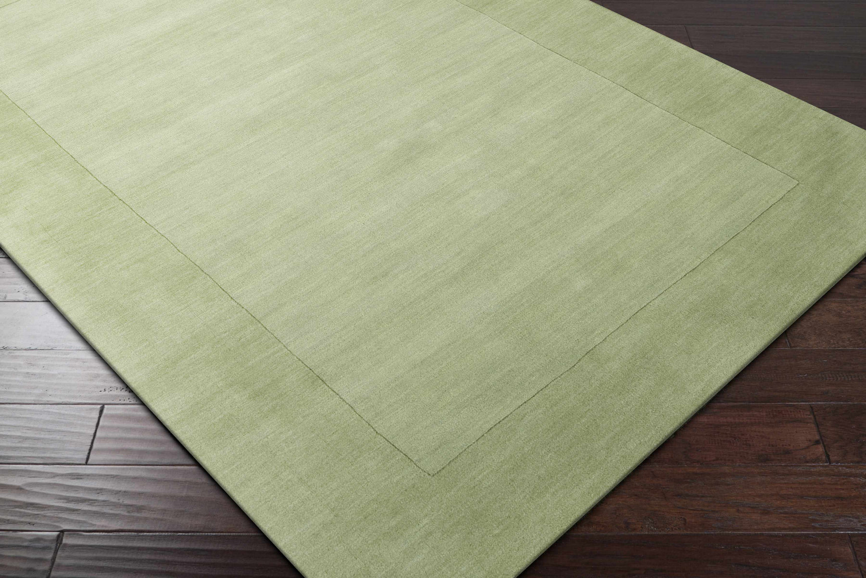 Bordered Solid Green Wool Rug - Ornate Home